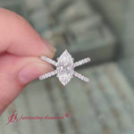 Load and play video in Gallery viewer, Marquise Cut Cross Band Engagement Ring