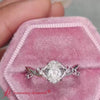 Load and play video in Gallery viewer, infinity daisy floral oval shaped ruby engagement ring in 14k white gold-FD9986-F-720