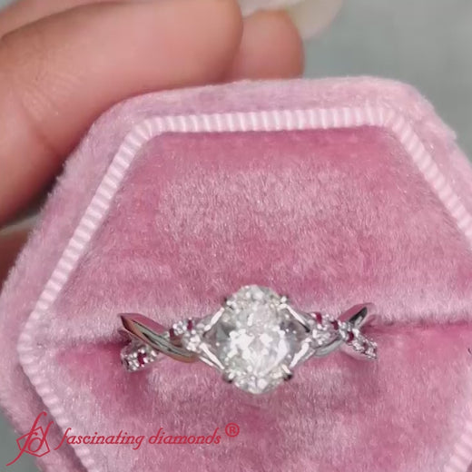 infinity daisy floral oval shaped ruby engagement ring in 14k white gold-FD9986-F-720