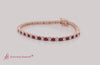 Load and play video in Gallery viewer, 5-carat-womens-diamond-tennis-bracelet-with-ruby-in-rose-gold-fdbrc8635ro-5-00-ct