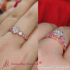 Load and play video in Gallery viewer, Three Stone Twisted Heart Shaped Vine Diamond Ring With Pink Sapphire In 14K Rose Gold-FDENS3301R-2000