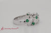 Marquise Diamond Wedding Ring With Emerald In 14K White Gold-FDWB2308