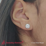 Load and play video in Gallery viewer, Round Cut Stud Bezel Set Earring