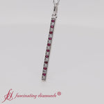 Load and play video in Gallery viewer, fancy-pave-straight-bar-diamond-necklace-pendant-with-ruby-in-white-gold-fdpd8094-video
