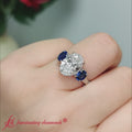 Thumbnail 2 - Three Stone Oval Basket Lab Grown Ring