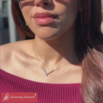 Load and play video in Gallery viewer, V_Shaped_Graduated_Diamond_Anniversary_Necklace_Gifts_In_14K_Yellow_Gold-Fancy2-FDNK8068-1.00_CT
