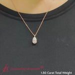 Load and play video in Gallery viewer, pear-cut-solitaire-diamond-pendant-1.50-carat-in-14k-rose-gold-FDPD10824PE
