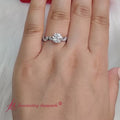 Thumbnail 1 - marquise-and-round-classic-modern-lab-diamond-engagement-ring-with-sapphire-14k-white-gold-fdenr11063