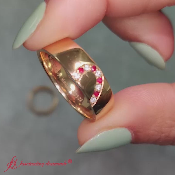 his-and-her-diamond-matching-wedding-band-with-ruby-in-14k-gold-fd1144b