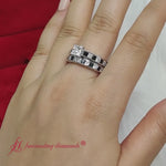 Load and play video in Gallery viewer, engraved-trio-matching-wedding-sets-with-black-diamond-in-14k-white-gold-fd8225
