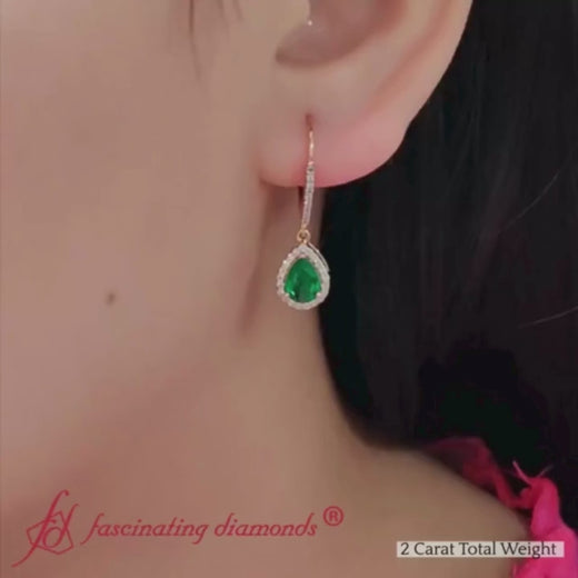 Teardrop -Halo Leverback -Earrings-FDEAR11235PE
