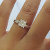 Load and play video in Gallery viewer, princess-cut-glossy-milgrain-single-stone-engagement-ring-in-14K-white-gold-FDENR8985