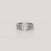 Load and play video in Gallery viewer, Oval Shaped Antique Lab Diamond Filigree Wedding Set With Blue Topaz In 18k White Gold-FDENS3543-640