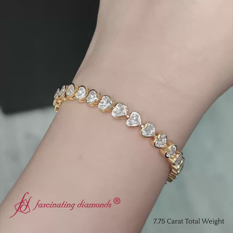 heart-shaped-lab-diamond-bezel-tennis-bracelet-7-75 carat-in-14k-yellow-gold-fdbrc10581ht-7-75-ct-2000