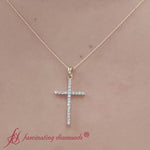 Load and play video in Gallery viewer, simple-diamond-cross-pendant-in-yellow-gold-fdpd10797-video

