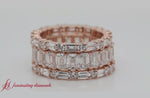 Load and play video in Gallery viewer, Emerald+Cut+Eternity+Band+With+Matching+Baguette+And+Round+In+14K+Rose+Gold-FD8331B
