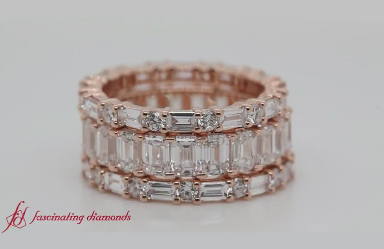 Emerald+Cut+Eternity+Band+With+Matching+Baguette+And+Round+In+14K+Rose+Gold-FD8331B