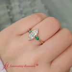 Load and play video in Gallery viewer, Marquise Cut Pear 3 Stone Cathedral Ring
