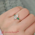 Thumbnail 1 - pear-diamond-cathedral-marquise-cut-engagement-ring-with-emerald-in-yellow-gold-fdenr9210mq
