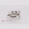 Load and play video in Gallery viewer, couple’s-his-and-her-matching-wedding-rings-with-white-diamond-&amp;-blue-sapphire-in-white-gold-FD1144B
