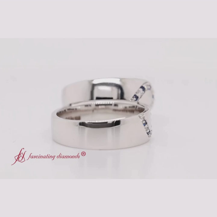 couple’s-his-and-her-matching-wedding-rings-with-white-diamond-&-blue-sapphire-in-white-gold-FD1144B