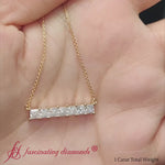 Load and play video in Gallery viewer, princess-cut-diamond-horizontal-bar-pendant-in-yellow-gold-fdpd8420-fancyvdeo
