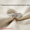 classic v shaped diamond mens wedding band in 14k white gold-FDM10321B