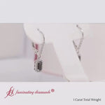 Load and play video in Gallery viewer, 1 Carat Emerald Cut Drop Halo Leverback Earrings