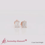 Load and play video in Gallery viewer, Emerald Cut Diamond Stud Earrings
