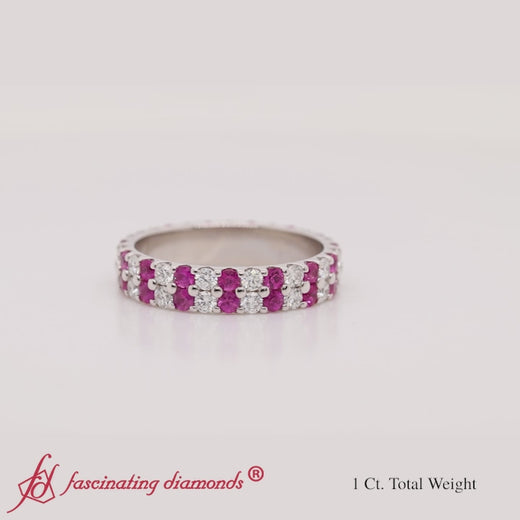 Double-row-diamond-eternity-ring-1-ct-with-pink-sapphire-in-14k-white-gold-FD11378B-720-2