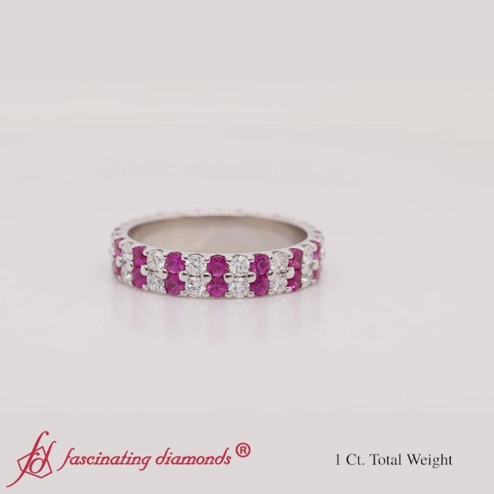 Double-row-diamond-eternity-ring-1-ct-with-pink-sapphire-in-14k-white-gold-FD11378B-720-2