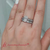 Load and play video in Gallery viewer, Oval Shaped Antique Lab Diamond Filigree Wedding Set With Blue Topaz In 18k White Gold-FDENS3543-fancy -640