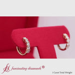 Load and play video in Gallery viewer, 1 Ct. Diamond Small Hoop Earring In 18K Yellow Gold-FDEAR10773-2000
