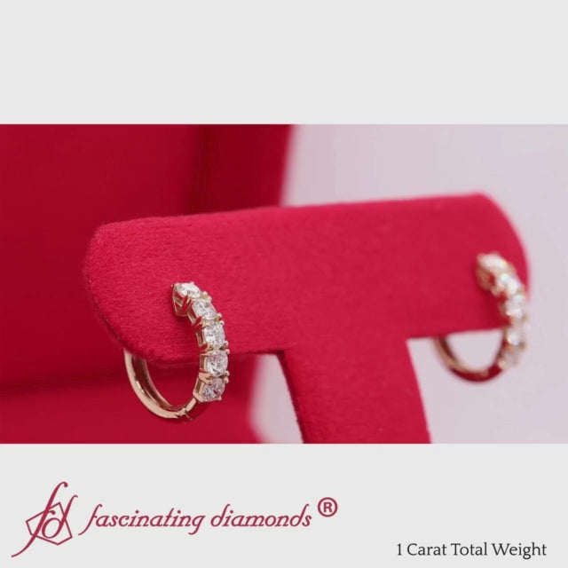 1 Ct. Diamond Small Hoop Earring In 18K Yellow Gold-FDEAR10773-2000