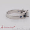 princess cut channel three stone lab diamond engagement ring with sapphire in 950 platinum-Amazon new