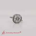 Load and play video in Gallery viewer, flower-halo-round-black-diamond-engagement-ring-in-white-gold-FD10073ROR-2
