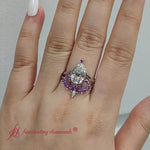 Load and play video in Gallery viewer, Tiara-pear-bezel-purple-topaz-wedding-ring-set-in-white-gold-fd1046pe-720x720
