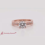 Load and play video in Gallery viewer, round-cut-antique-filigree-diamond-ring-in-14K-rose-gold-FDENS3543ROR