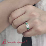 Load and play video in Gallery viewer, Twisted Split Heart Shaped Vine Lab Diamond Engagement Ring With Emerald In 18K Rose Gold-FDENR3211R-2000
