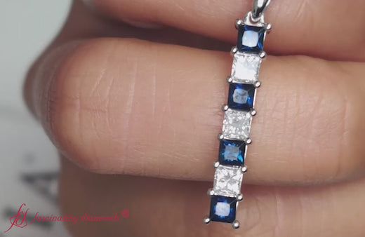 vertical-bar-necklace-seven-princess-cut-diamond-with-sapphire-in-white-gold-fdpd8416-video
