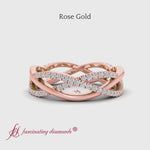Load and play video in Gallery viewer, diamond-criss-cross-weave-wedding-band-in-rose-gold-FD11069B
