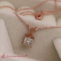 Thumbnail 2 - 0-50-ct-diamond-princess-cut-solitaire-necklace-in-rose-gold-fdpd8469pr