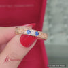 Classic Mens 3 Stone Diamond Wedding Band With sapphire In 14K Yellow Gold-FDM9850B-2000