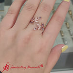 Load and play video in Gallery viewer, swirl-leaf-promise-diamond-ring-with-sapphire-rose-gold-fd8342-video
