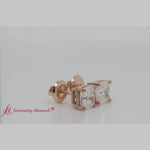 Load and play video in Gallery viewer, 2-ct-cushion-diamond-stud-earring-in-14k-rose-gold-fdearcu
