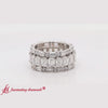 Load and play video in Gallery viewer, Round Emerald Baguette Cut Diamond Trio Stackable Ring