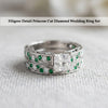 princess-cut-filigree-wedding-set-with-green-emerald-in-14k-white-gold-fdens3543-1