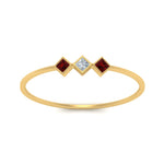 Load image into Gallery viewer, princess-3-stone-tiny-stackable-rings-with-ruby-in-yellow-gold-FD9395PRRGRUDR-NL-YG.jpg
