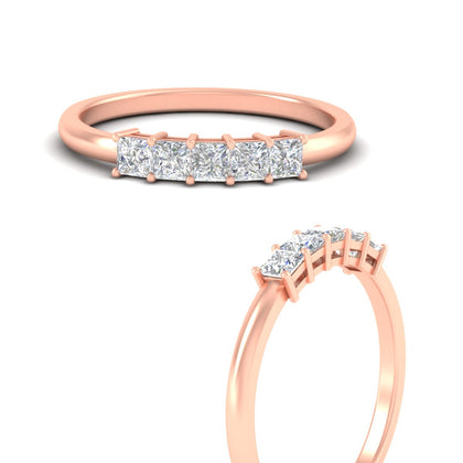 princess-cut-0.5-ct-five-stone-anniversary-band-in-rose-gold-fdwb8008prangle3-0.50ct-nl-rg