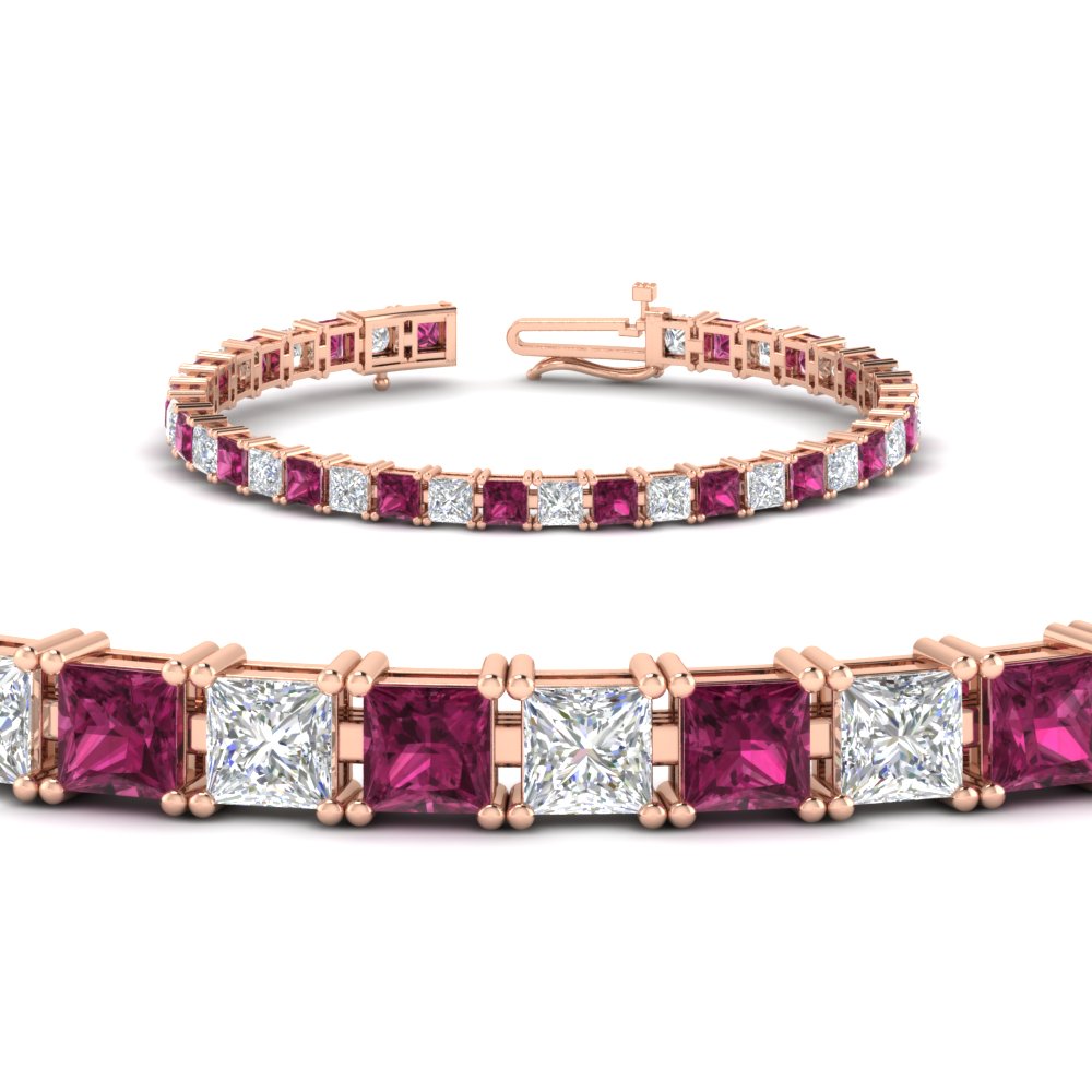 Princess Cut 15 Carat Basket Tennis Bracelet